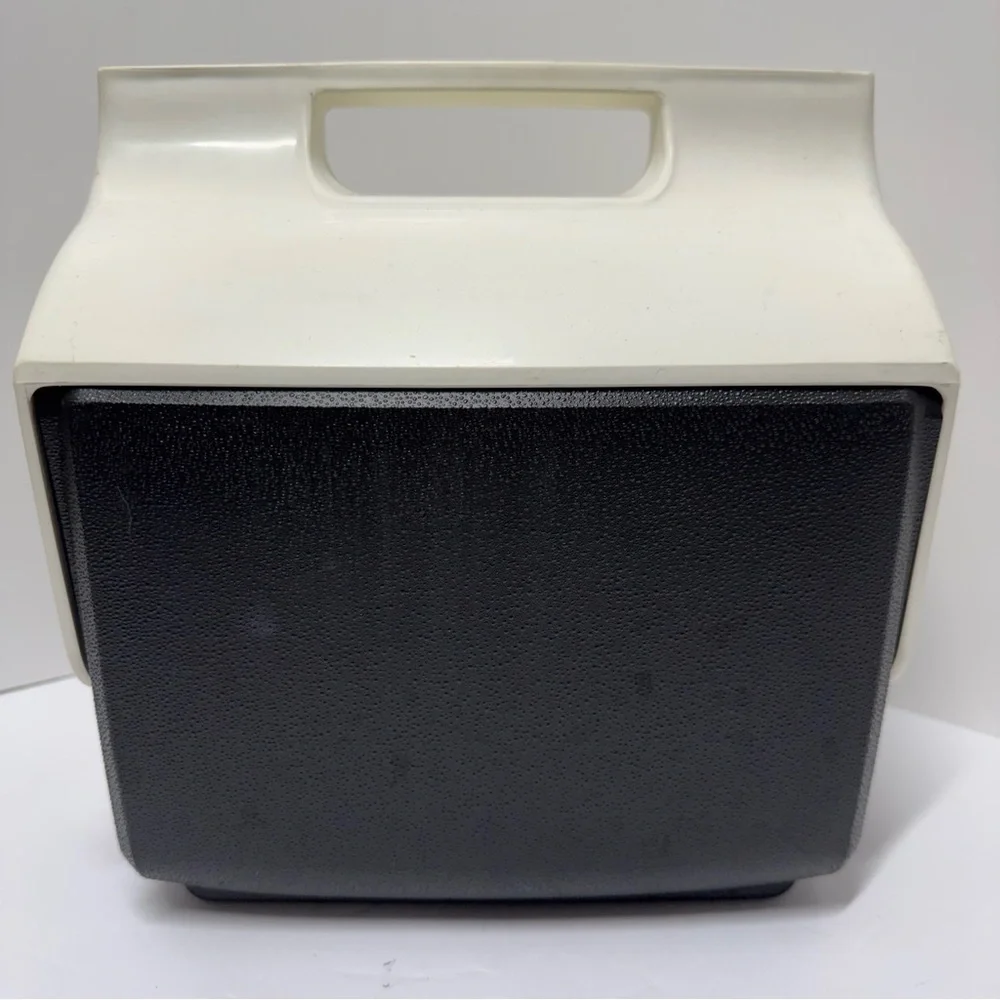 Vintage Mini Mate Cooler by Igloo Lunch Box Push Button 1990's Black and White